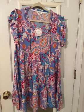 Umgee Lavender Tie-Front Boho Dress new with tags! M